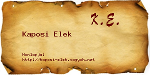 Kaposi Elek névjegykártya
